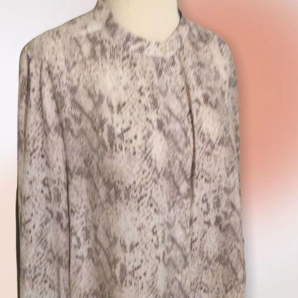 Loft Semi Sheer Snakeskin Button Up Blouse Med NWOT - Picture 2 of 10